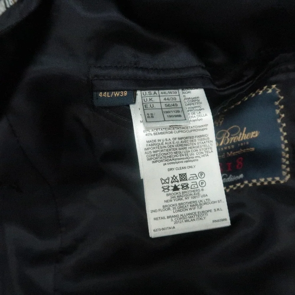 Brooks Brothers Blazer Men 44L Blue 1818 Madison Estrato‎ Wool Sport Coat Jacket